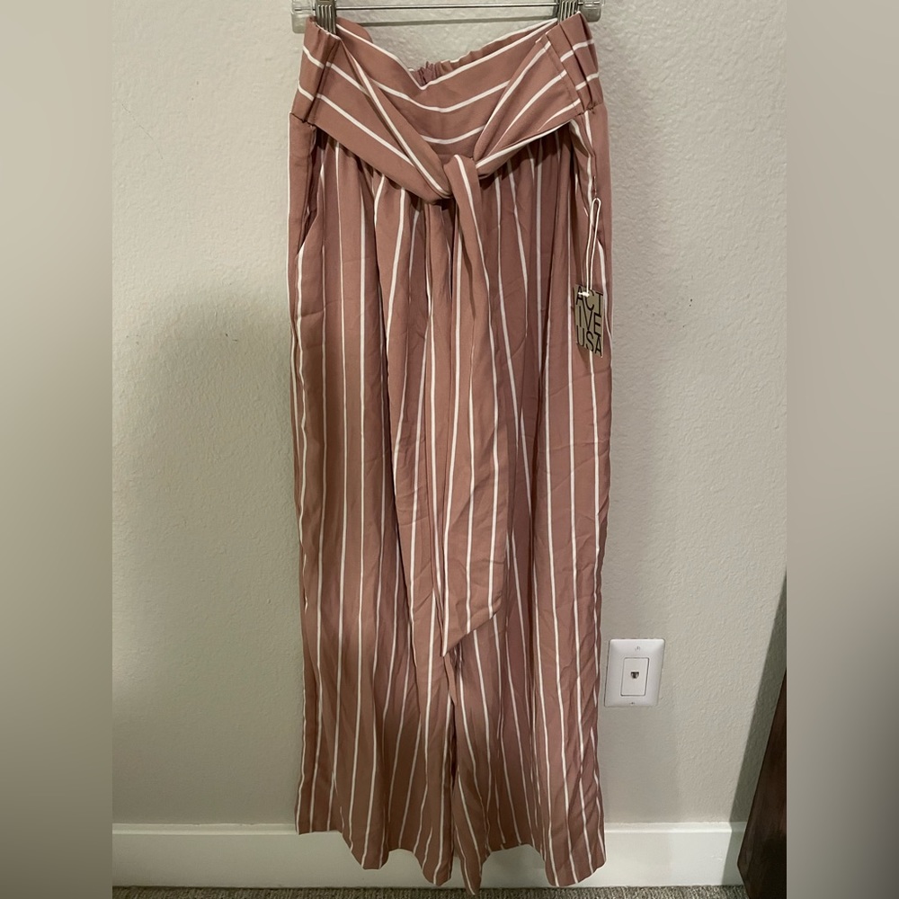 Active USA striped palazzo pants with front tie